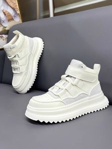 High-Top Mens Shoes Spring Autumn Casual Sports Anti-Slip Thick Bottom Heightening White Board Shoes for Youth And Teens