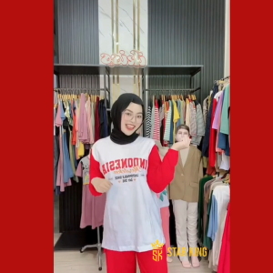 Setelan Kaos Couple Ibu dan Anak Agustus Kemerdekaan Perempuan Katun Premium Tebal Wanita Viral