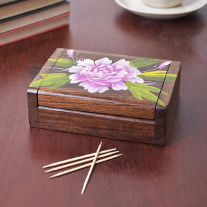 Toothpick Box New Chinese Household Unique Creative Simple Retro Solid Wood Cotton Box New Storage Wooden Toothpick Tin