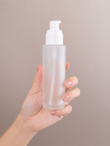 Transparent Cap Frosted Glass Bottle for Facial Makeup Press Spray Bottle Lotion Bottle Essence Liquid Bottle Empty Bottle