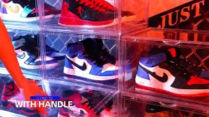 Acrylic shoe box magnetic transparent shoe organizer large rganizer AJ shoe rack organizerwith cover