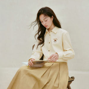 INMAN | Cotton Corduroy Collar Long Sleeve Shirt Blue