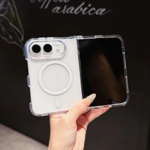 szhaiyu | Luxury UltraThin Transparent Phone Case For Magsafe For iPhone Duo iPhone 18 Fold Magnetic Wireless Charge Hard Bumper Cover