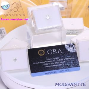 เพชรโมอีส(E:ColorVVS2)โมซาไนท์ พร้อมใบเซอร์ ก้อนอเมริกา เพชรสังเคราะห์ ROUND Korea Machine Cut Moissanite Diamond ราคาต่อ 1กะรัต/CT