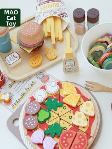 Simulated Fruit and Vegetable Cutting Wooden Kitchen Toy
