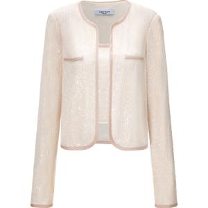 TAMMY TANGS | Sweet Style Sequin Short Open Cardigan Sweater Set Two Pieces Womens Spring Autumn Fashion Mall Same Model Mermaid Bare Color