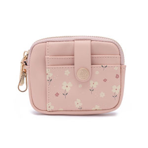 New printed zipper coin purse Korean version PU leather soft surface folding coins multi-functional folding short wallet da