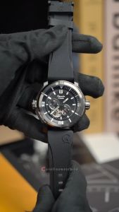 Jam Tangan Pria Alexandre Christie Chronograph AC 6565 MAREPBA Black Dial Black Rubber FKM Strap