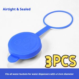 3/7/9PCS Silicone Water Jug Cap 3‑Layer Sealing Leak‑Proof Reusable Dust Cover with Strap for Water Dispenser Gallon Bottle