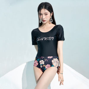 Luoke swimsuit women slimming belly cover one-piece conservative french retro swimwear leisure swimming suit