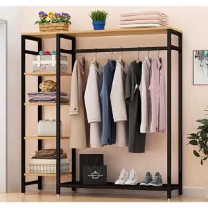 Fabric Wardrobe Cabinet with Hanging Rail |   Foldable Floor Standing Coat Rack for Bedroom |   Easy to Install Fabric Wardrobe |   Portable Clothes Organizer