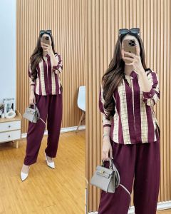 ONESET KEMEJA SALUR / SETELAN WANITA KEKINIAN / SETELAN CANTIK / ONESET TERBARU