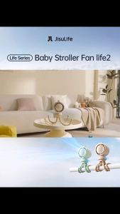 JISULIFE Life2S Portable Stroller Baby Fan 5000mAh Detachable head 100 Level Speed wind Auto-Oscillating with LED Light