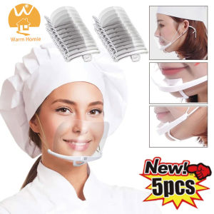 [Warm Homie] 1/5PCS Transparent Hygiene Masks Reusable Catering Waiter Chef Anti Fog Anti-Saliva Dust-Proof Mask