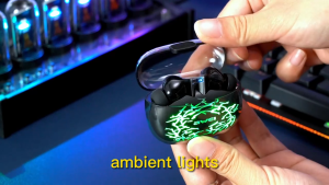 Awei T52 Pro ANC Bluethooth Earphone with Colorful Breathing Lamp Noice Cancellation ENC Earphones Bluetooth HIFI Stereo Wireless Earbuds with Mic IPX6 Waterproof Gaming Earbuds with 300mAh Charge Box 