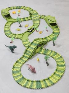 Mainan Dinosaurus Rel Mobil 260PCS Track DIY Kereta Mobil Mainan dengan Trek Edukatif Seru Anak