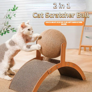 Cat Grabbing Board Cat Scratcher Ball Wooden Cat Climbing Frame Scratch Resistant Cat Toy Rotating Sisal Rope Cat Tower