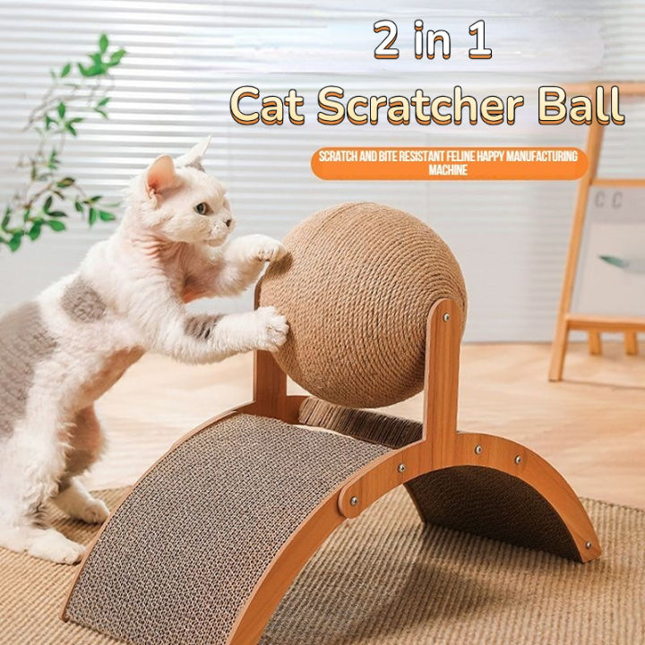Cat Grabbing Board Cat Scratcher Ball Wooden Cat Climbing Frame