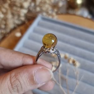 [NO COD] Authentic Round Blue Amber Adjustable s925 (Sterling Silver) Ring