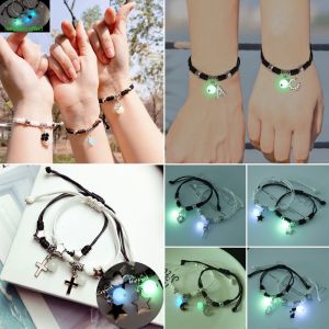 Corinna Bracelet couple love 2pcs Korean Adjustable Moon and Sun Simple Wax Wire Braided Hand Rope Bracelet