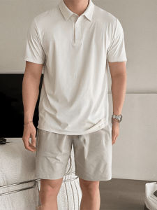 Pure White Quick-Dry Ice Skin Cool Feeling Mens T-Shirt Short Sleeve Outdoor Sports Polo Shirt Lightweight Summer Fashion