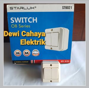 Starlux OB Sakelar Seri Terminal Kuningan SNI - OB Engkel 2 Gang -6A 250V Warna Krem