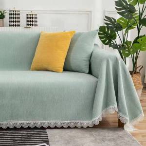 Chenille Sofa Cover with Lace Full Cover Sofa Cushion Non Slip Sofa Cover Anti Scratch Dustproof Sofa Cover Machine Washable
