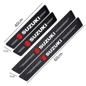 1Set 4pcs Stiker Bagasi Mobil Serat Karbon Emblem Mobil Bumper Trim Protect Strip Stiker Untuk Mobil