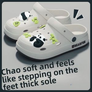 Dopamine Hole Shoes Womens 2024 New Arrival Summer Outwear Thick Sole Beach Closed Toe Half Slippers Couple Feeling of Walking on Shit
