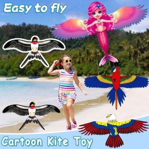 Kid Cartoon Eagle Bird Kite Toys Butterfly Outdoor Kite with String Fishing Rod Handheld Dynamic Toy