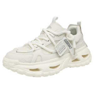 CVPAJ | Mens Thick Sole Height Increasing White Sneakers