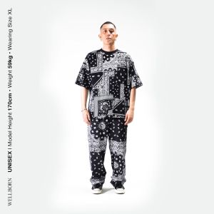 Wellborn Autumn Paisley Track Pants Black