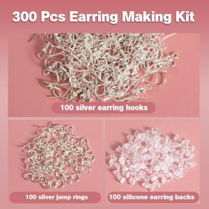 925 Silver Earring Hooks for Jewelry Making 300pcs DIY Hypoallergenic Gold Earring Findings with Jump Rings Earring Backs Kit