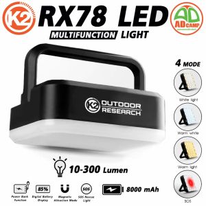 ไฟแคมป์ปิ้ง K2 RX78 LED Multifunction Light โคมไฟ LED แบบชาร์จ USB กันน้ำ น้ำหนักเบา สว่าง 300 lumen
