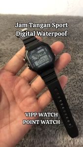 Jam Tangan Pria Digital Tahan Air QNO Segi Strap Rubber Sport Watches Free Box Dan Free Baterai Cadangan