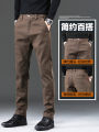 Summer Thin Coffee Color Casual Pants Men's Business Slim Straight Elastic Long Trousers Breathable Comfortable Cotton Polyester Blend. 