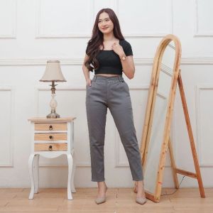 celana panjang basic wanita kain twill combad stritch premium