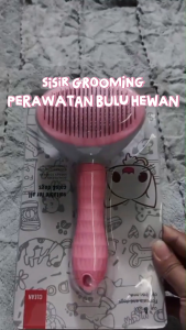 Sisir Grooming Perawatan Pet Brush Tombol Otomatis