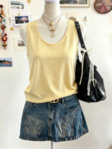 Women Korean Y2K Loose Singlet Soft Summer Casual Tank Top Bottom Sleeveless Street Vest All-Match Breathable Clothes Trendy Tee