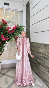 AFZA GAMIS WANITA DEWASA BAHAN SILK PREMIUM MIX CERUTY LD 110 MOTIF BUNGA MODIS KEKINIAN TERBARU