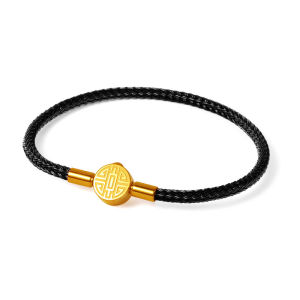 Bring In Wealth and Treasure Lucky String Bracelet with Beads Mens and Womens Waterproof String 3D Hard Golden Golden Balls Birth Year Woven Leather String Red Rope Bracelet