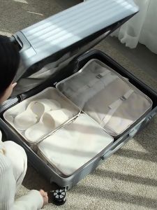 7pcs Portable Travel Luggage Suitcase Organizer Storage Bag Sorting Bag Large Capacity Zipper Lock Travel Pouch Sets Waterproof Dustproof Traveling Bag Organizer Set for Clothes Toiletries Travel Kit Shoes Cosmetic Underwea