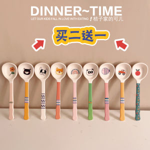 Cute Cartoon Print Spoon Long Handle for Meal Soup and Porridge Spoon Stylish Deep Scoop Childrens Matching Restaurant Kindergarten