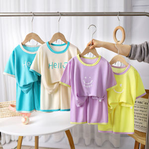 Childrens Loungewear Thin Suit Ice Silk Boys Girl Air Conditioning Clothes Summer Kid Baby Girls Cropped Pajamas