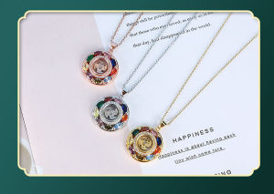 Kemstone สร้อยคอจี้กังหันลมคริสตัลแบบหมุนได้ของขวัญเครื่องประดับเงินกุหลาบทองสำหรับผู้หญิง