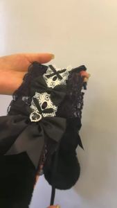 Vòng Đầu Tai Thỏ Gothic Phong Cách Harajuku Lolita Y2K Punk Ren Bèo Nhún Cho Bé Gái Phụ Kiện Vòng Đầu Tai Thỏ