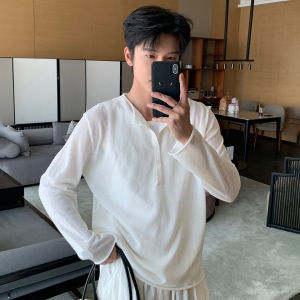 HUALUNDESIGN | Translucent Linen Rayon UV Protection Mens Long Sleeve T-Shirt