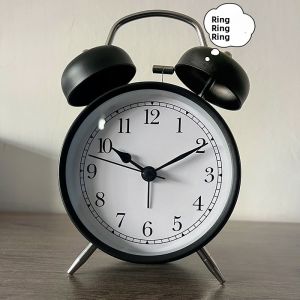 Silent Metallic Double Bell Student Alarm Clock Numeric Style