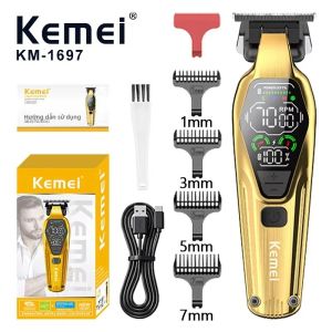 Máy Cắt Tóc Kemei KM1697 Cho Nam Giới 9000 Vòng/Phút Lưỡi Dao Kim Loại DLC Màn Hình LED Cắt Tỉa Râu Và Tóc Đầu Chuyên Nghiệp Không Khoảng Trống