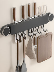 Kitchen Wall-Mounted Suction Cup Knife Holder Multi-Functional Tool Storage Rack Vegetable Knife Rack Home Use Anti-Mold